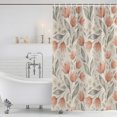 thumbnail image 6 of Small Stall Shower Curtain 48x72 Inch Narrow Half Size Peach Floral Bath Curtains Bathroom Decor, Farmhouse Botanical Garden Flowers Waterproof Fabric Shower Curtain Set with Hooks 48 Inch, 6 of 7