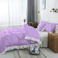 thumbnail image 3 of 5 Piece Pinch Ruffle Duvet Cover Set, Extra Soft, Luxury,100% Egyptian Cotton, Zipper Closure and Quilts Cover Set, Cool and Breatheable Bedding Sets Lavender and White Solid,Full Size., 3 of 4