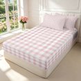 thumbnail image 2 of Manfei Modern Checkered Zipper Queen Comforter Set with Fitted Sheet and 2 Pillowcases,Geometric Check Zipper Bedding Set,Pink Red,Pink Reversible,4pcs, 2 of 8