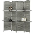 thumbnail image 1 of HOMCOM Folding Privacy Screen with Shelves, 4 Panel Room Divider, Grey, 1 of 10