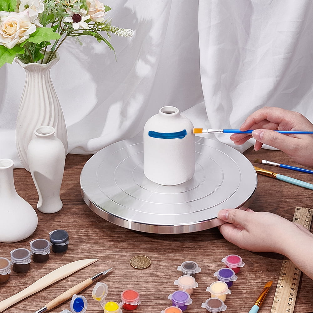 Aluminum Double Sided Turntable for Ceramic Clay Sculpture Wheel Rotating Tools Platinum 245x36mm