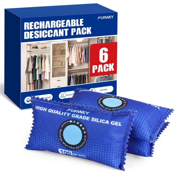 Bolsas deshumidificadoras FURWEY, desecantes recargables, 100 g (6 paquetes)