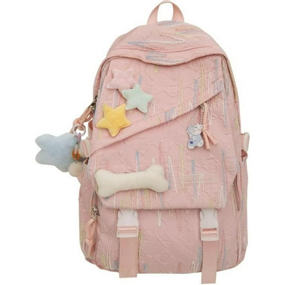 Y2K Backpack for Women Star Aesthetic Cute Bookbag Kawaii Preppy Backpacks Coquette Casual Travel Daypack.(Pink)