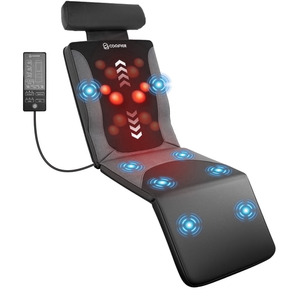 Comfier Full Body Massage Mat with Heat, Shiatsu Back Massager with 8 Vibration Motors&Kneading Rollers, Black, Gifts