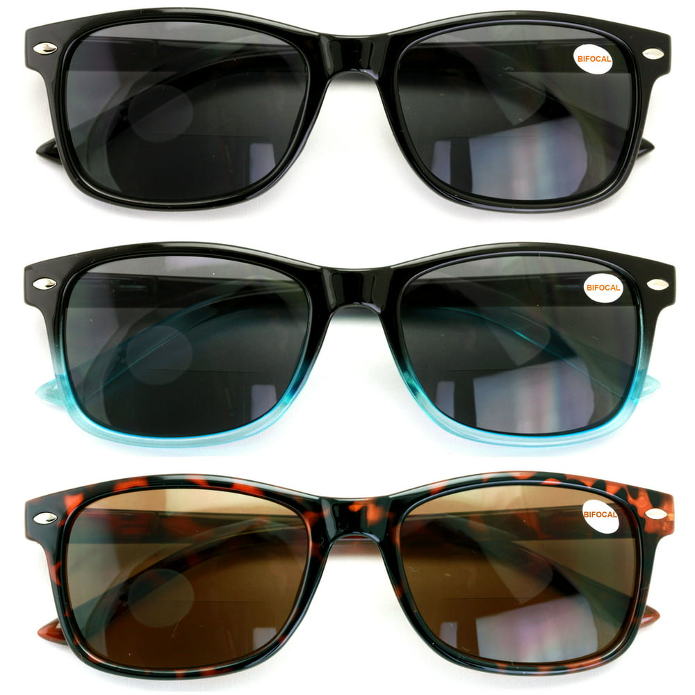 3 Pair Bifocal Sunglasses Readers For Men Women - Outdoor Bi-focal