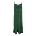 thumbnail image 6 of Women Backless Cami Dresses Cami Lounge Dress Solid Sleeveless House Dress Spaghetti Strap Flowy Long Beach Sundress Army Green XL, 6 of 7
