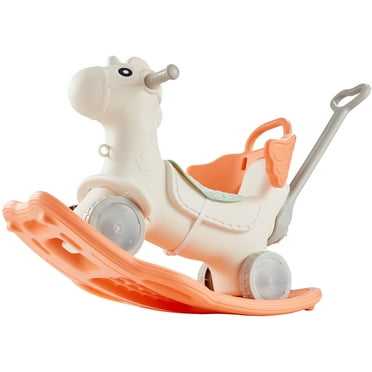KFFKFF 4 in 1 Rocking Horse Red with Sound for Toddlers Ages 1-3, Ride-On Toy