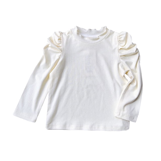 Tranfacy Chemises à Manches Longues pour Filles, Hauts d'Automne, Haut à Manches Longues en Velours avec Col à Volants pour Filles de 1 à 8 Ans