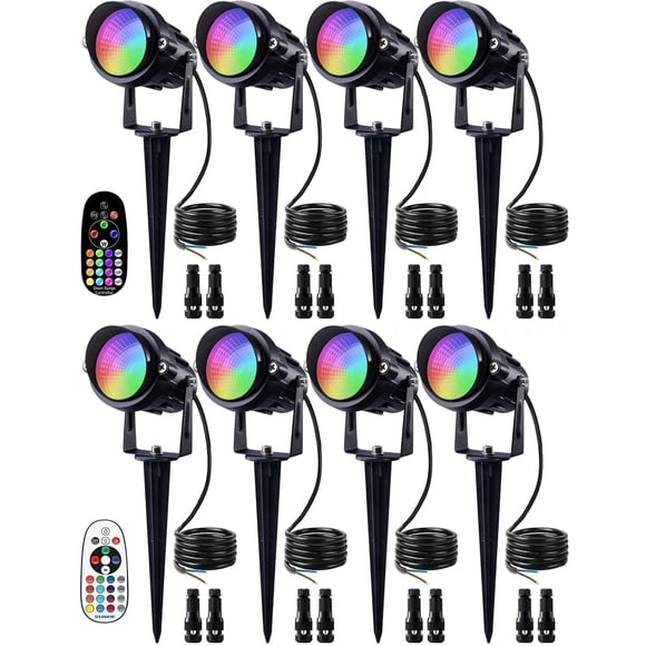 Luces de paisaje SUNVIE de 12 W RGB que cambian de color, paquete de 8