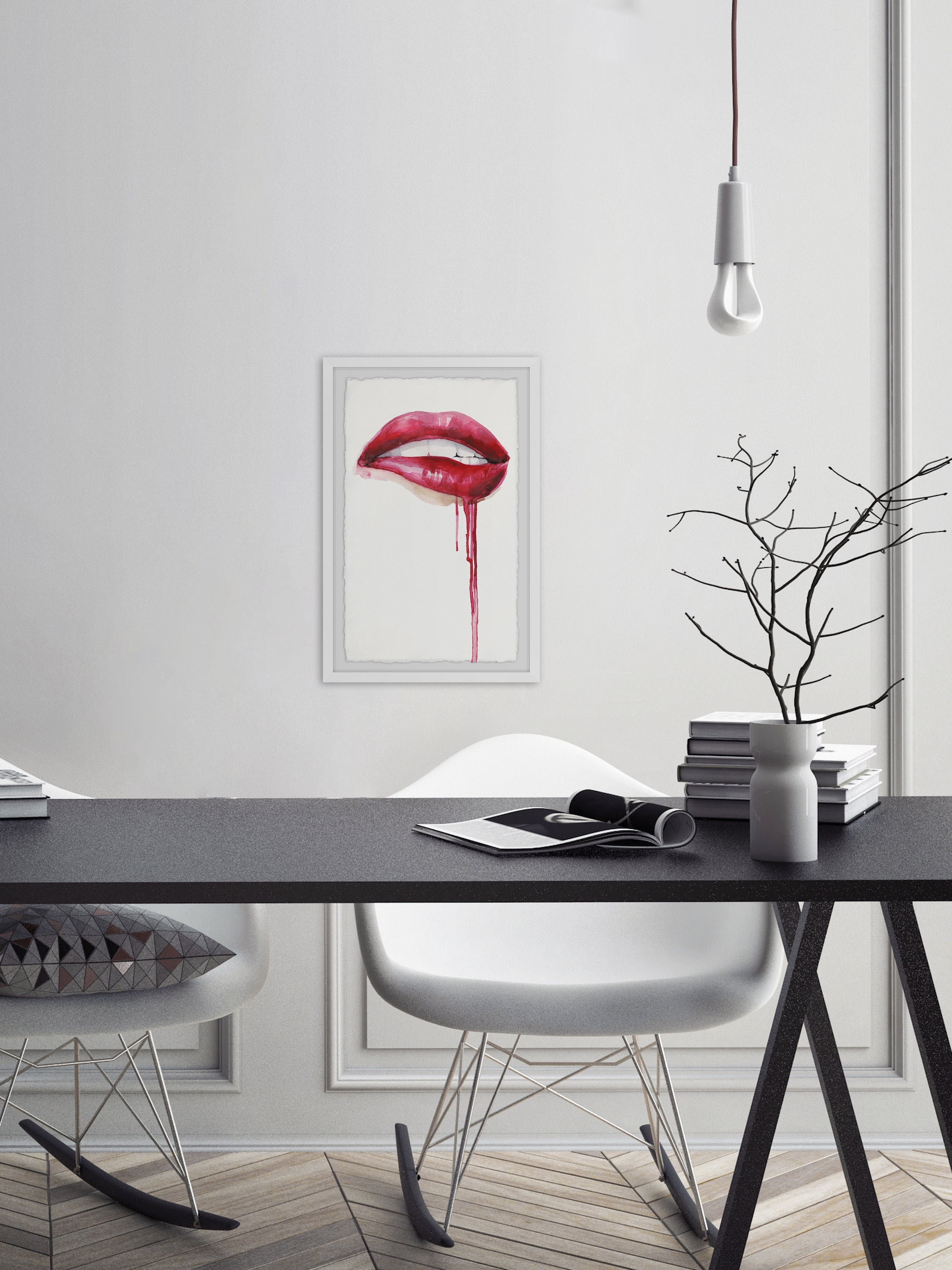 Marmont Hill "Se x y Lips" Framed Painting Art Print, 20.00" x 1.50"