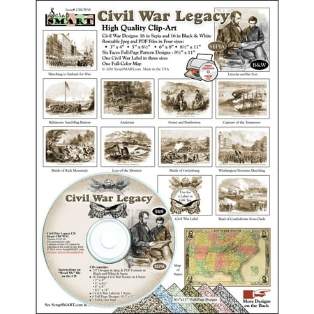 ScrapSMART Civil War Legacy Clip-Art CD-ROM, Vintage Images for Scrapbook, Craft, Sewing