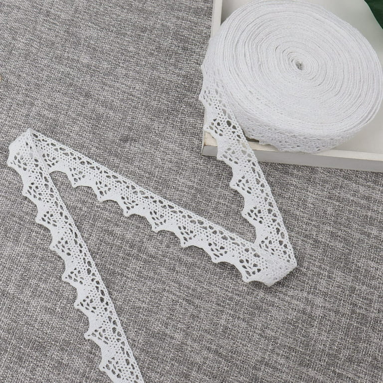 White Lace Ribbon 20 Yards Cotton Lace Trim Crochet Sewing Lace for Crafts,  Gift Package Wrapping, Bridal Wedding Decoration, Scrapbooking Supplies 