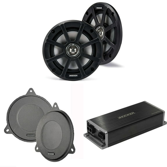 Kicker 6.5" Fairing Speaker Upgrade Kit Compatible with 2014 & UP Harley Electra Glide, Street Glide, & Ultra Glide with grilles (4 ohm )