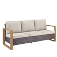 thumbnail image 2 of Unnifurnzi Outdoor Wicker Couch-3 Seater High Back Patio Couch Patio Sofa for Deck Porch Garden Balcony Poolside-Brown/Beige, 2 of 7