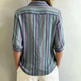 thumbnail image 5 of PBFRDSJ Womens 3/4 Sleeeve Striped Button Down Shirt Vintage Collar Loose Fit Casual Blouse for Office Business, 5 of 7