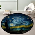 thumbnail image 3 of Coolnut Round Rugs for Living Room, Van Gogh'S Starry Night Reimag Non-Slip Coral Velvet Long Runner Rugs, Washable Water Absorbent Mat Carpet for Bedroom Kitchen Kids Room, 3 of 6
