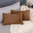 thumbnail image 2 of Pillow Covers, Corduroy Soft Cozy, 2 Pack 12.0 x 20.0 Inch Light Brown Lumbar Pillow Cases, Decorative Slip Resistant Throw Pillow Protectors for Sofa Bedroom Living Room Couch Car Home Daily Use, 2 of 4