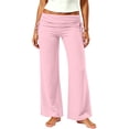 thumbnail image 2 of Polka Dot Pants for Women Lightweight Pull on Fold Over Yoga Pants Summer Casual Elastic Waist Gym Pink XXL(XXL), 2 of 9