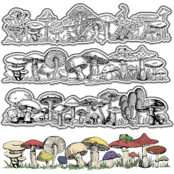 Mushroom Clear Stamps Plant Frog Reusable Retro Transparent Silicone Stamp Seals for DIY