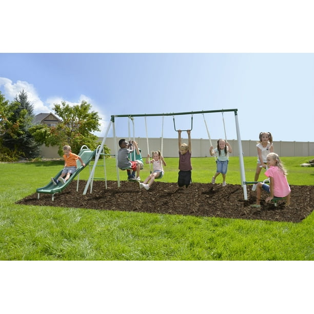 Sportspower Outdoor Live Oak Metal Swing And Slide Set With 6ft Heavy