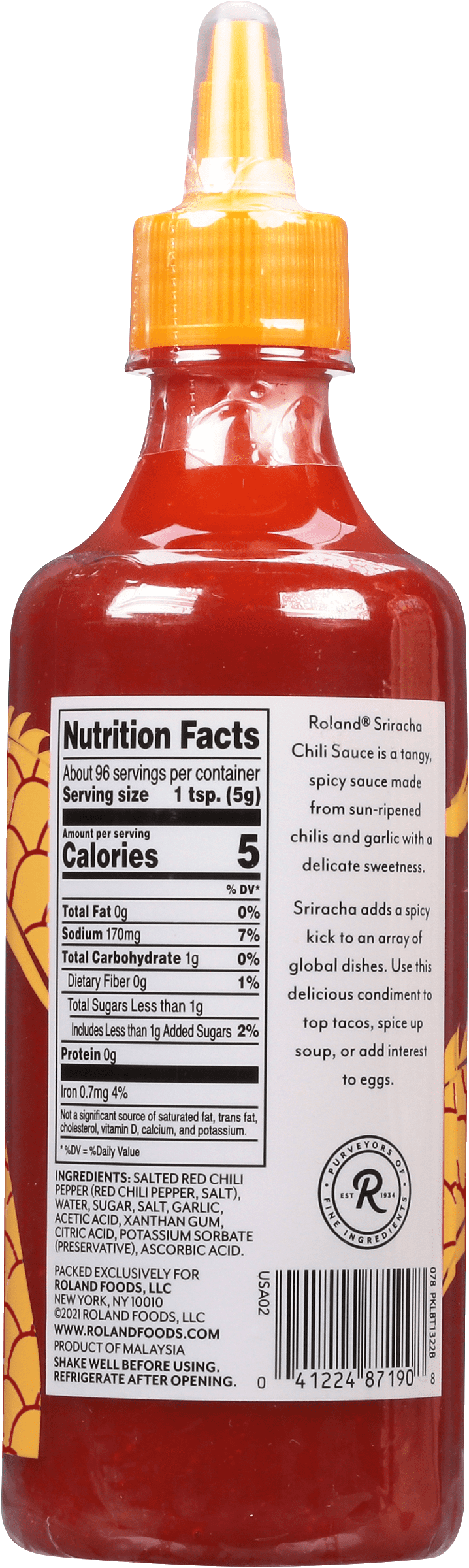 (2 pack) Roland Sriracha Chili Sauce, Allergens Not Contained, 17 Ounces