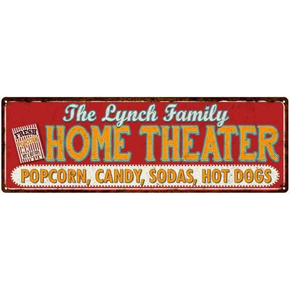 The LYNCH Family Home Theater Sign Gift 6x18 Metal Movies Decor 106180100237