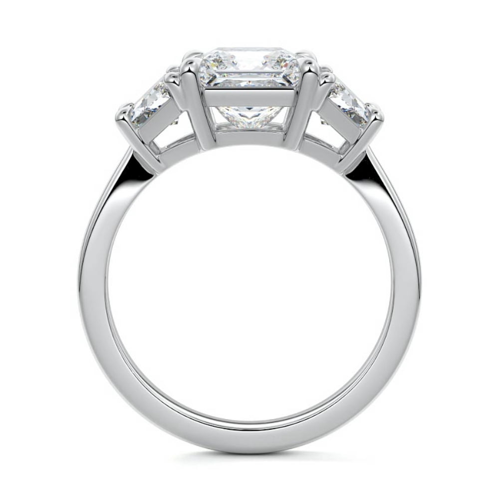 Bow Jewel 2.2 Ct Princess Cut Lab Created Diamond Jewelry - 14K White Gold Plated Ring - 3 Stone Wedding Engagement Ring - Forever Diamond Ring for Women - Proposal Gift for Her