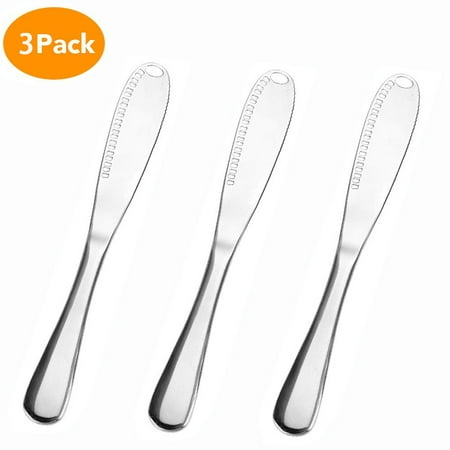

CHUANK 3 Pack Stainless Steel Butter Spreader Knife 3 in 1 Kitchen Gadgets Curler Butter Grater Multi-Function Butter Spreader and Grater with Serrated Edge Shredding Vegetables Fruits