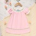 thumbnail image 2 of ZEHJUHAN Toddler Girls' Floral Embroidery A-Line Dress, Bubble Sleeve Ruffle Neck Party Dress for Summer Pink，2-3Y, 2 of 10