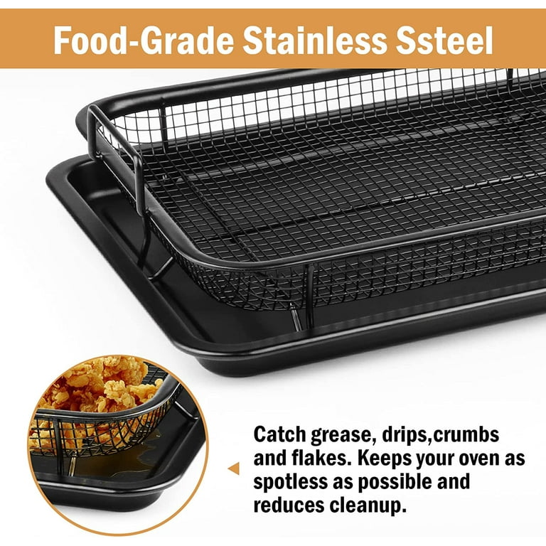  Air Fryer Basket, 12.8 x 9.6 Stainless Steel Non-toxic Basket  with Tray