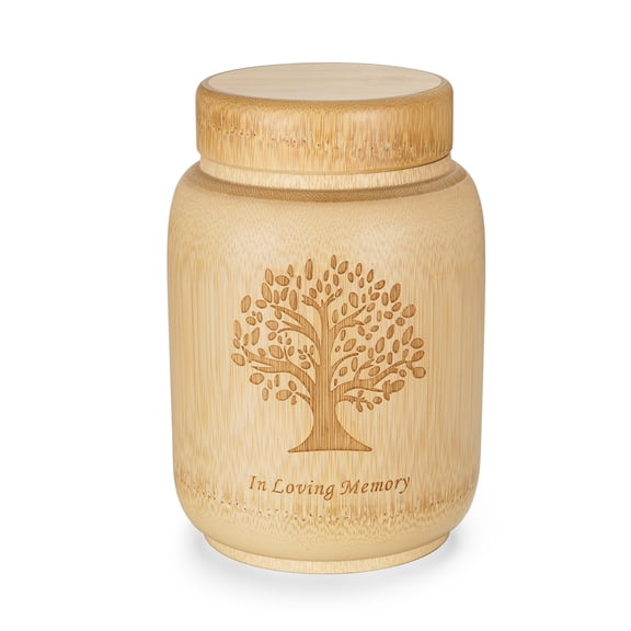 5.7 Inches Medium Urns for Human Ashes Keepsake Bamboo Cremation Urn for Adult Male Female Tree of Life Memorial Decorative Funeral Urn for Women Men