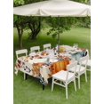 thumbnail image 3 of Outdoor Tablecloth with Umbrella Hole and Zipper, Teal Orange Pumpkins Fall Rectangle Table Cloth 60x84 Inch Waterproof Tablecloth, Thanksgiving Botanical Vintage Picnic Table Cover for Patio Camping, 3 of 7