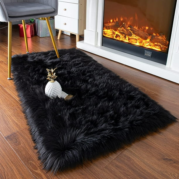 Noahas Faux Fur Sheepskin Area Rug Soft Shag Rug Silky Area Rug Decor