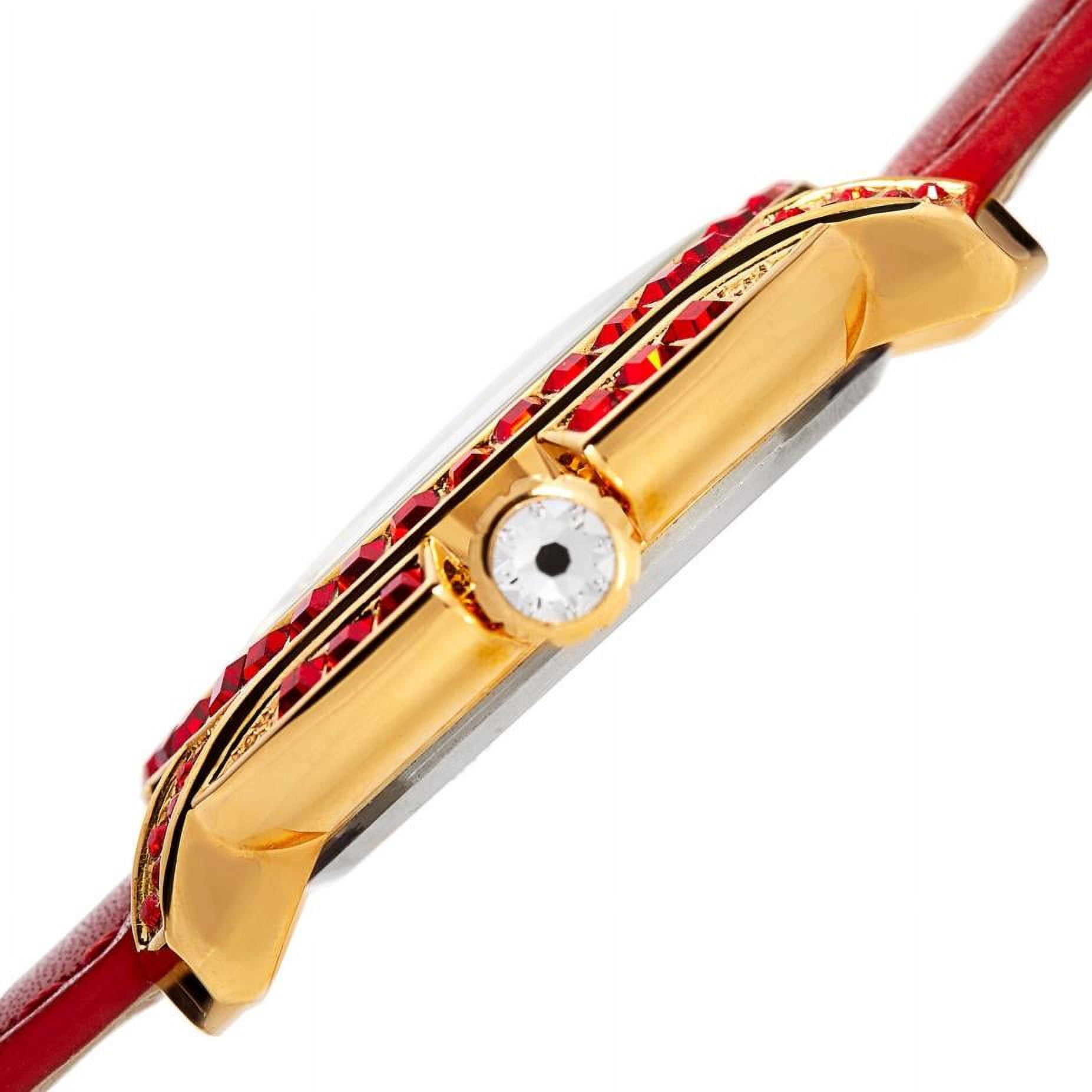 BUR156RD Swarovski Crystal Mother of Pearl Diamond Red Womens Watch