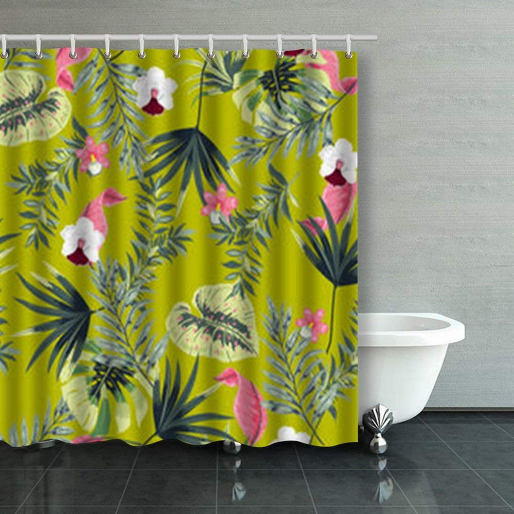 BSDHOME Trendy Seamless Beautiful Tropical Pattern Shower Curtains