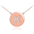 thumbnail image 1 of 14K ROSE GOLD LETTER "K" INITIAL DIAMOND DISC NECKLACE :  18", 1 of 1