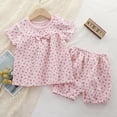 thumbnail image 2 of KPOPLK Relaxed Fit Pajamas Set Baby Girls Pattern Print Short Sleeve Two-piece Outfits Lightweight Cotton Sleepwear PJS Loungewear for 6 Months To 6 Years(4-5 Years,Pink), 2 of 5