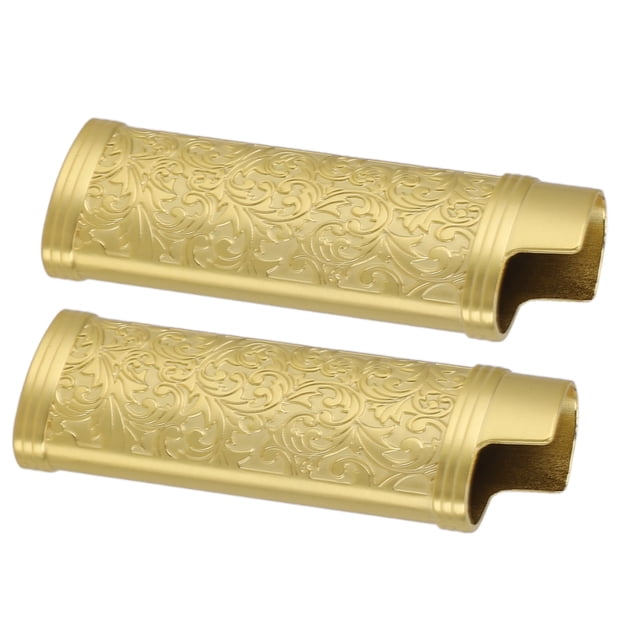 2 Pcs Metal Lighter Case Cover Holder with Vintage Floral Stamped, Zinc Alloy Shell Lighter Sleeve, Vintage Style Lighter Case Cover for Lighter , Camping