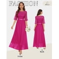 thumbnail image 2 of Vestido de dama de honor Wedtrend, encaje floral, gasa, manga 3/4, 2 of 6