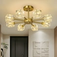 thumbnail image 3 of Modern Crystal Chandeliers Industrial Sputnik Chandeliers Gold Ceiling Light Semi Flush Mount Ceiling Lighting for Hallway Entryway Bathroom Living Room Kitchen Island（ 8-Light）, 3 of 8