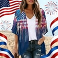 thumbnail image 2 of JULMCOMO American Flag Lightweight Cardigans for Women Red White Blue Half Sleeve Independence Day Kimono Cover Ups Summer Tops Dark Blue L, 2 of 6