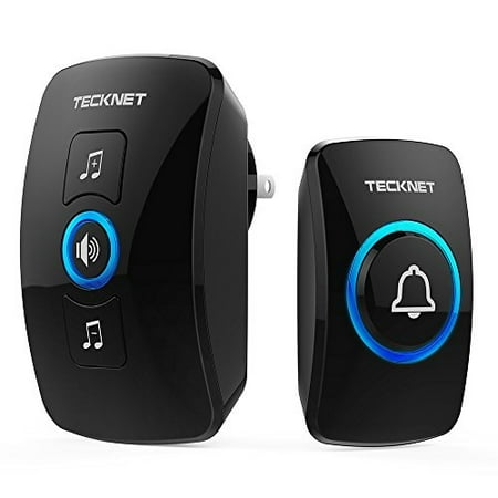 wireless doorbell, tecknet waterproof wireless door bell chime kit with led light, 1