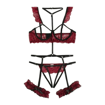 

Lovehome New Fashion Lace Lingerie Underwear Sleepwear Steel Ring Pajamas Garter