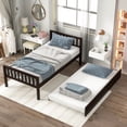 thumbnail image 5 of Jopath Twin Size Wood Bed with Trundle, Platform Bed Frame with Headboard and Footboard for Teen boys girls Espresso, 5 of 9