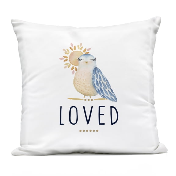 Stupell Industries Loved Smiling Bird Sunshine Outdoor Printed Pillow design by Blue Chair Blessing, 18 x 7 x 18