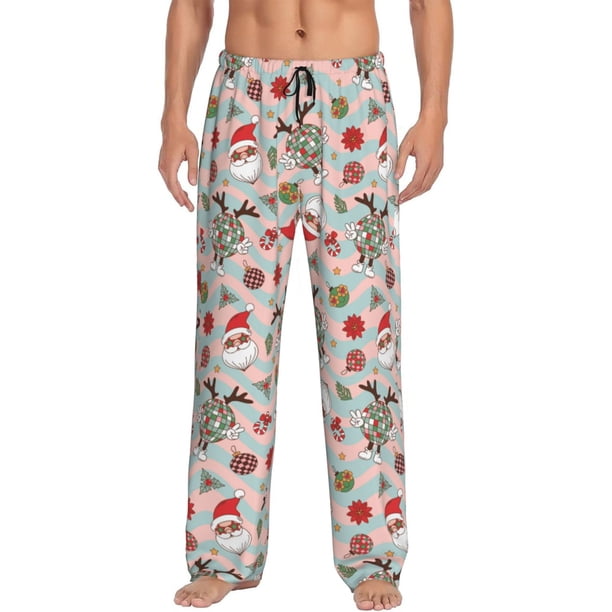 Balery Groovy Retro Santa Pantalones de pijama para hombre, pijama ultraligero, pantalón de descanso-Small