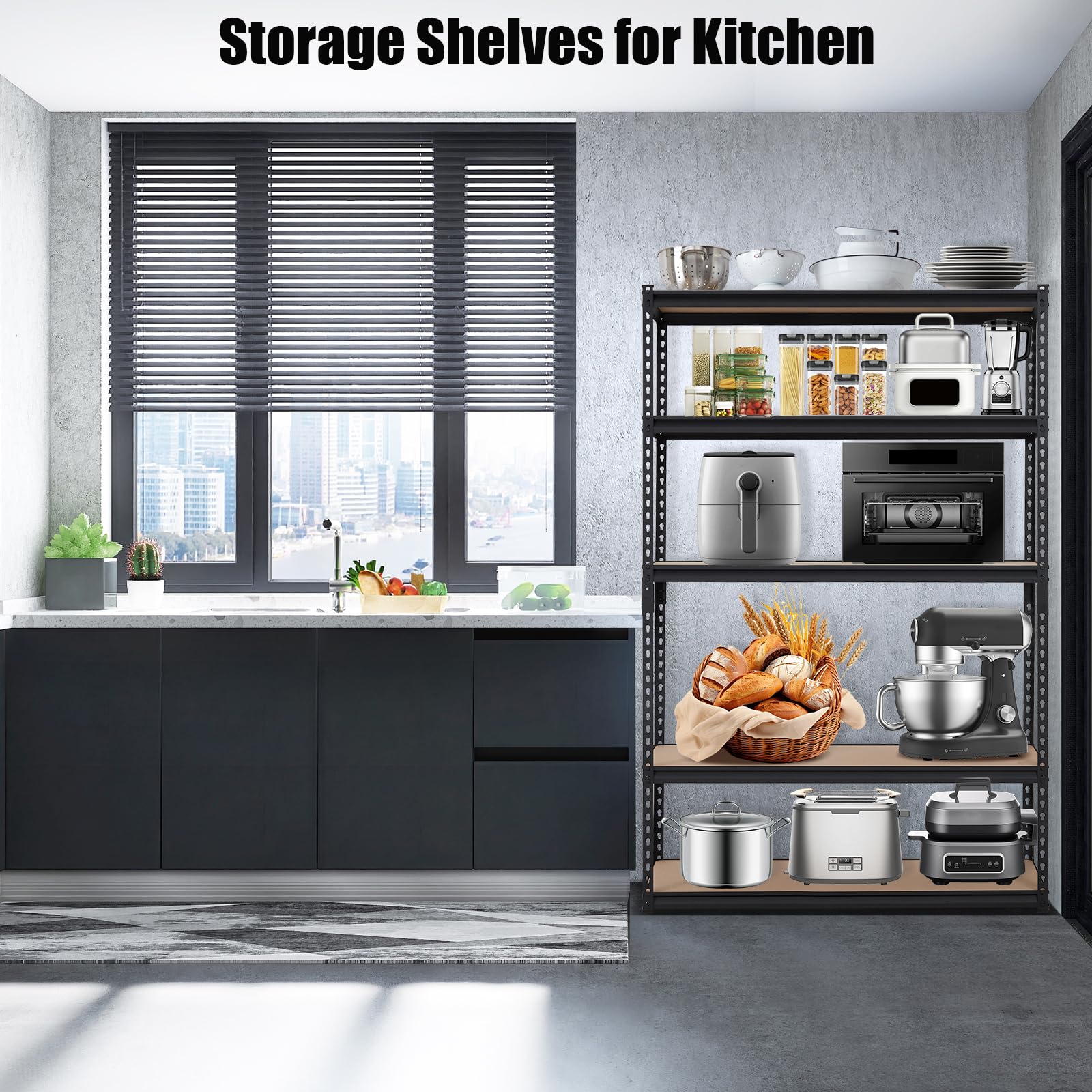 KOKEBREN 5 Tier Storage Shelving Heavy Duty, 48" W x 24" D x 72" H Adjustable Metal Shelving Unit, 2000Lbs Capacity,Storage Shelf for Garage,Warehouse