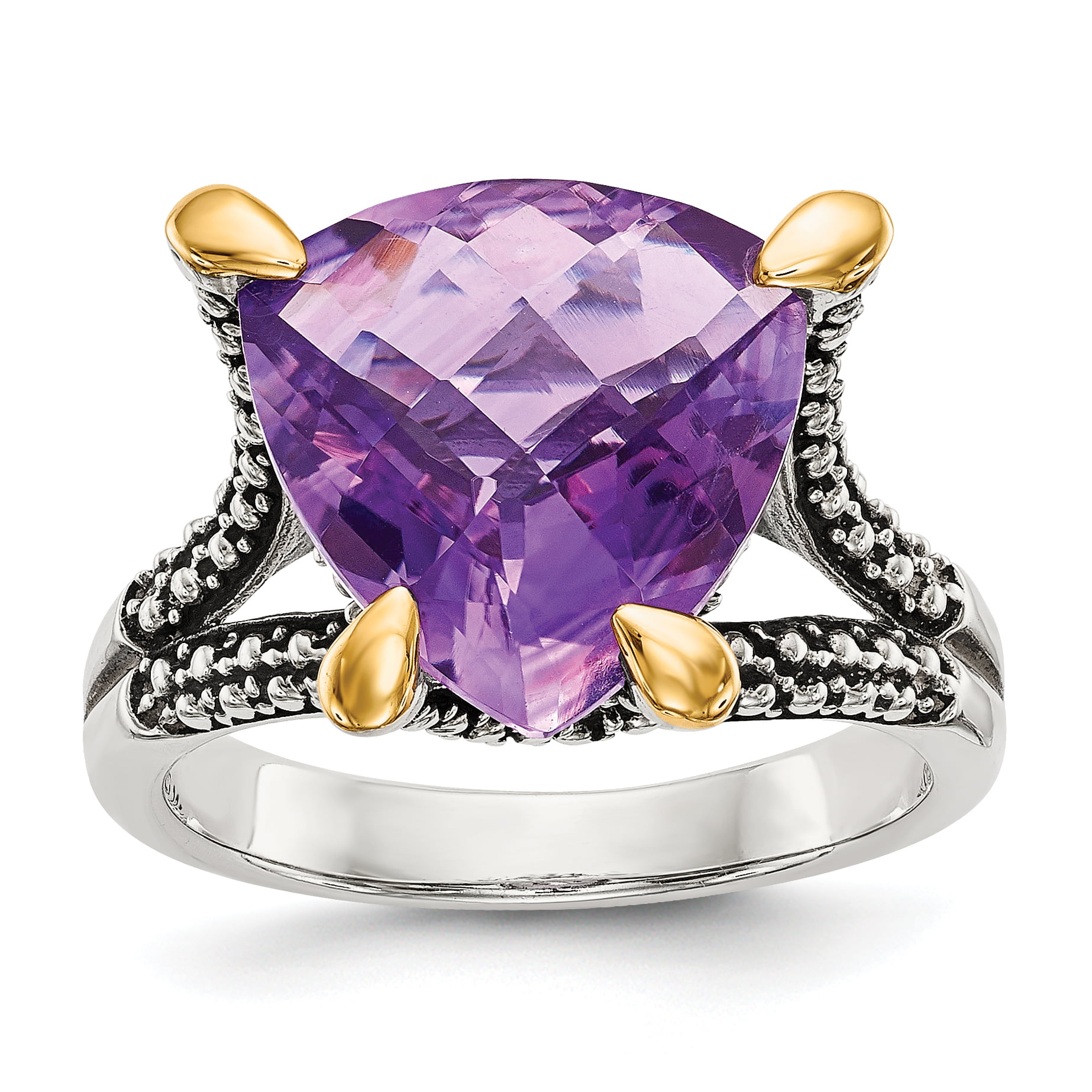 Details about   Shey Couture Sterling Silver Gold-Tone Accent Amethyst Diamond Ring Size 7 