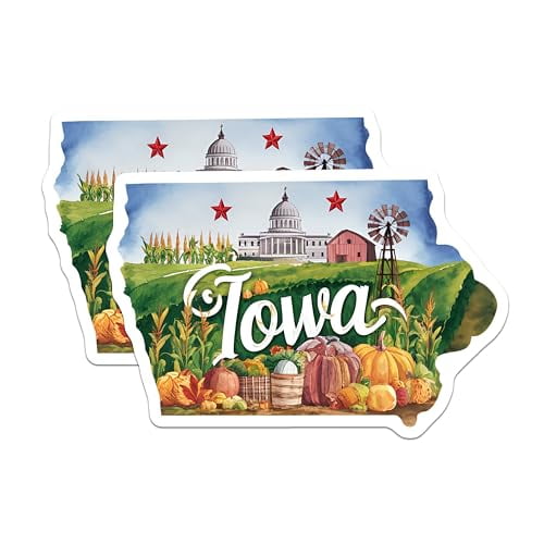 (2 Pack) Iowa State Magnets - Unique Iowa Souvenir - Iowa Travel Keepsake - Decorative Refrigerator Magnet - 5" On Longest Side - for Cars, Fridges, Toolboxes - Made in USA - MAG6311