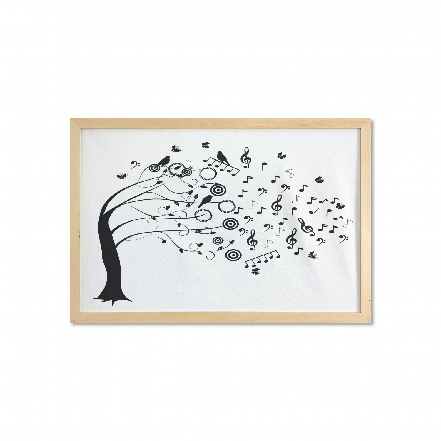Tree Note Wall Music Note Wall Art with Frame, Layout of Flowing Motifs Off of a Tree ...